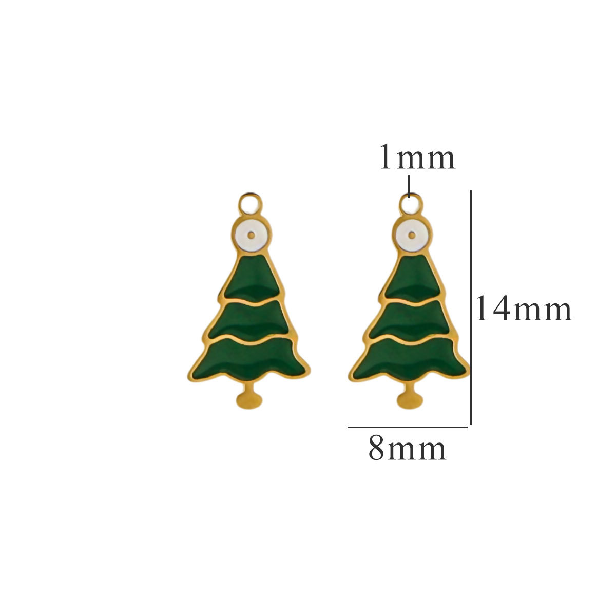 Green / 1 Piece Simple Series Cute Cartoon Christmas tree Stainless Steel  Gold Color Unisex Pendants Picture4